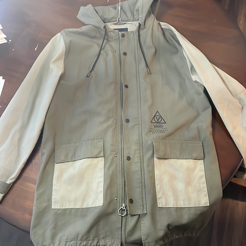 Vans Olive Green and Cream Hooded Jacket